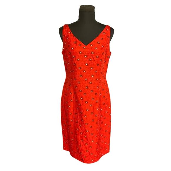 Banu Paris Silk Blend Sheath Dress and Jacket Size 8 Vintage NWT Holiday Hearts - Picture 5 of 16